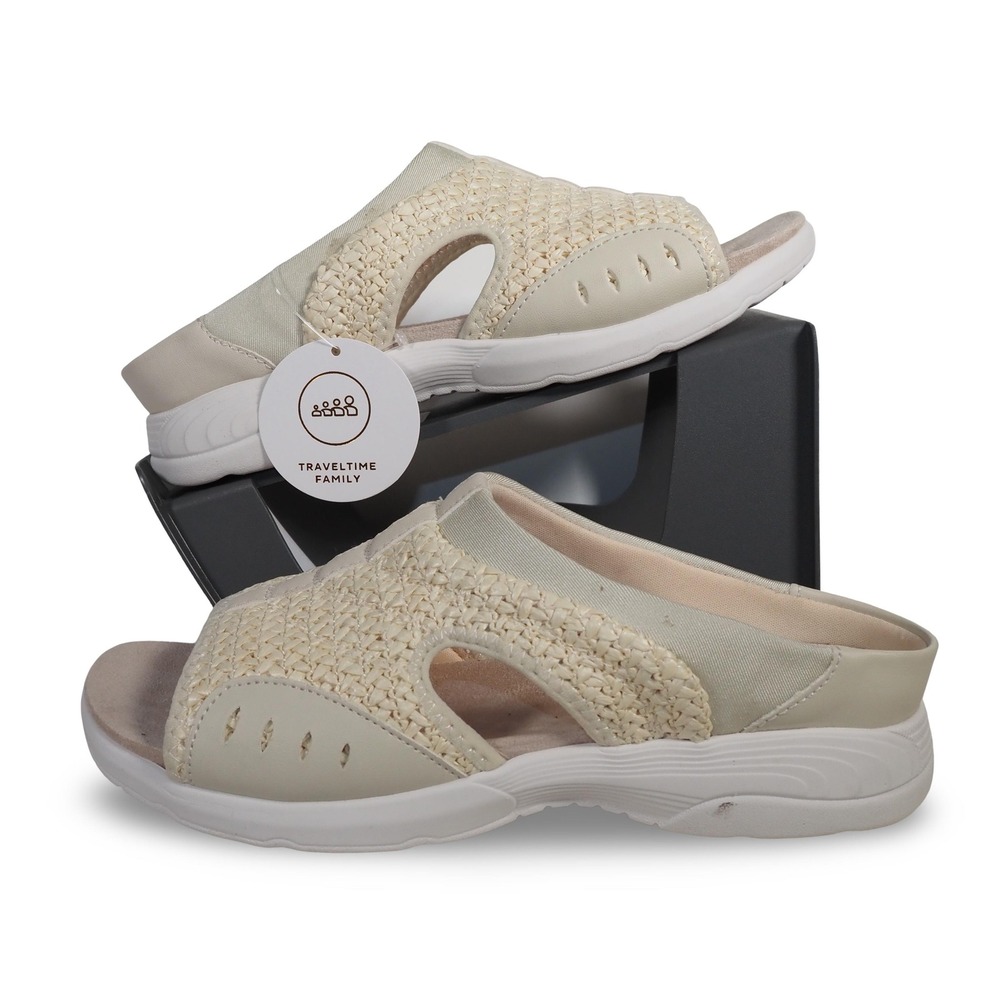 Easy Spirit Pacific 2 Womens 8.5N Beige Woven Comfort Walking Sandals Slip On
